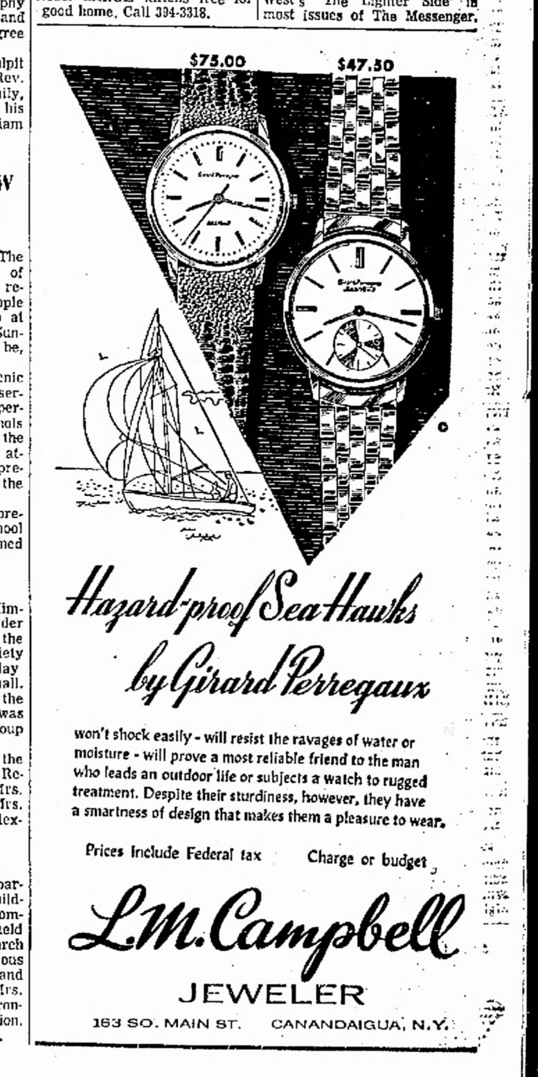 Girard-Perregaux watch advertisement from L.M. Campbell