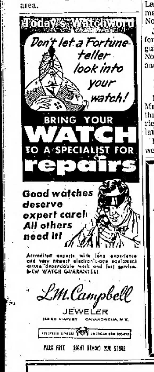 Watch repair promotion from L.M. Campbell